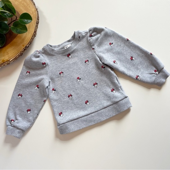 Janie and Jack X Disney Minnie Mouse Puff Sleeve Sweatshirt | Size 4 - Picture 1 of 6